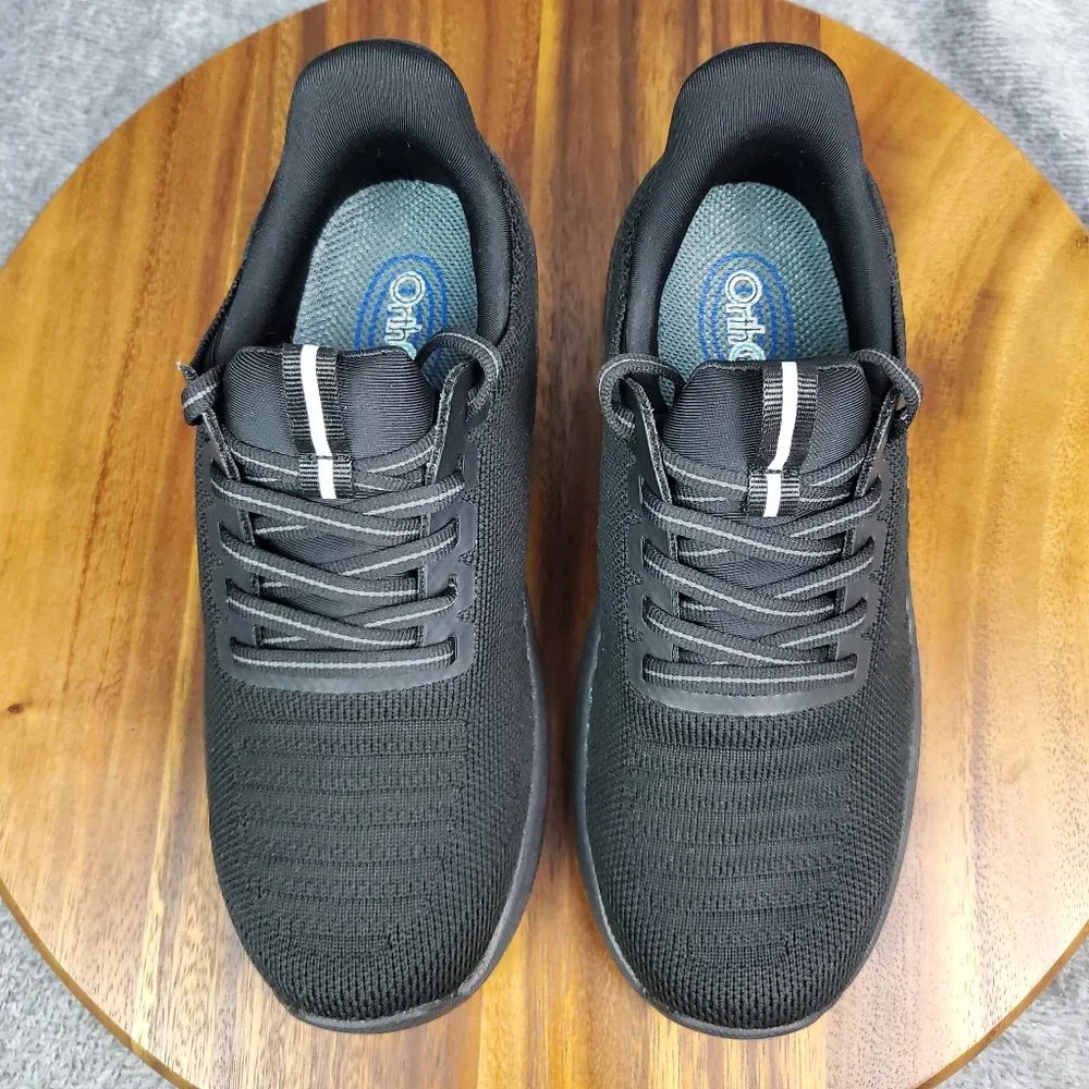 Orthofeet Kita Hands Free Shoes Women's 5 Black Mesh Slip On Lace Up Sneakers_6